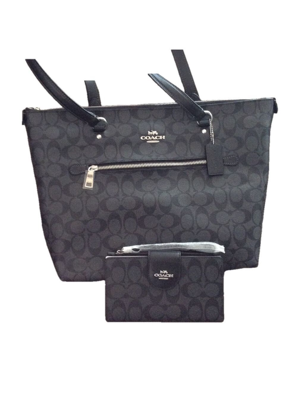 Authentic Coach Signature Handbag & Tech Wallet